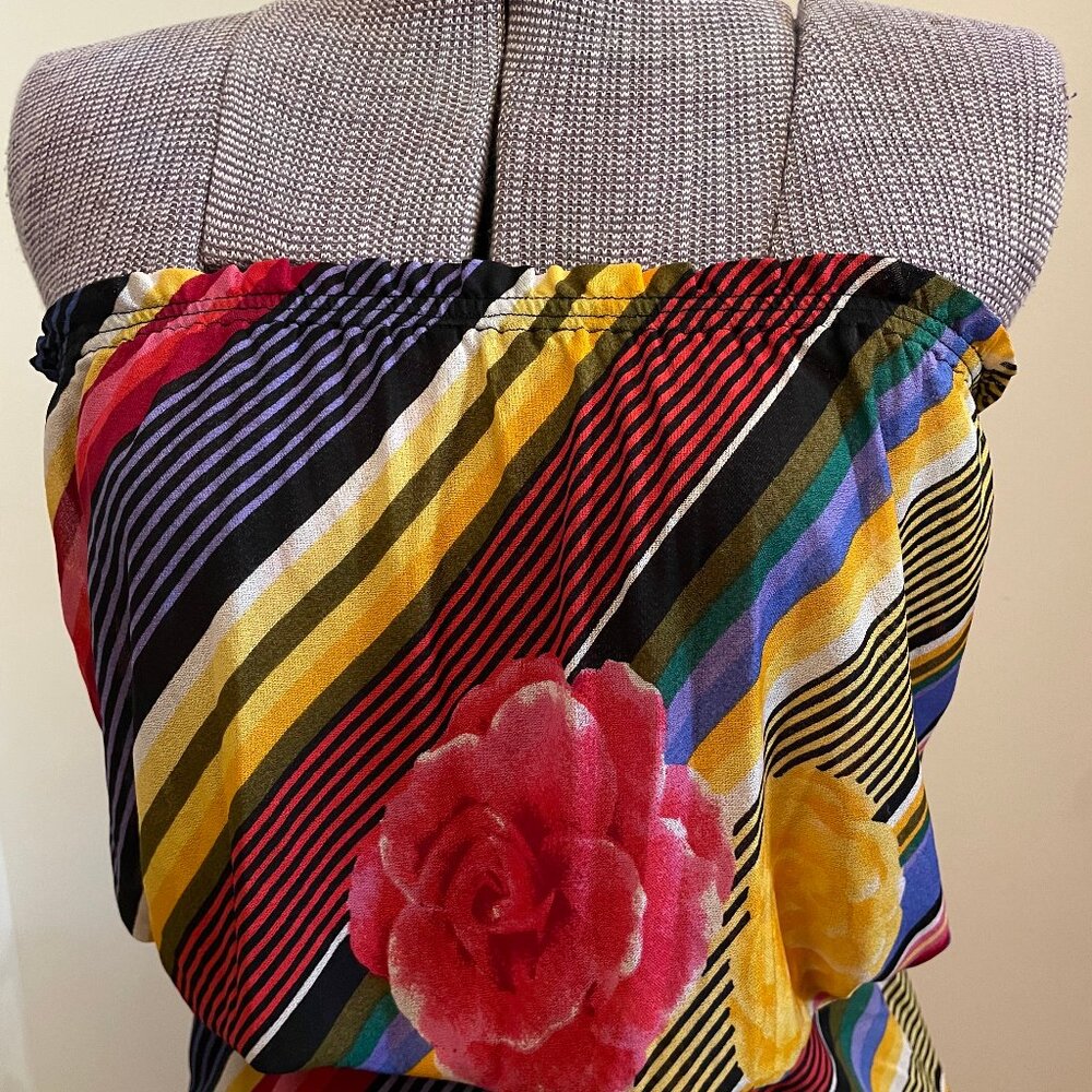 Vintage Multicoloured Striped Long Poolside Dress